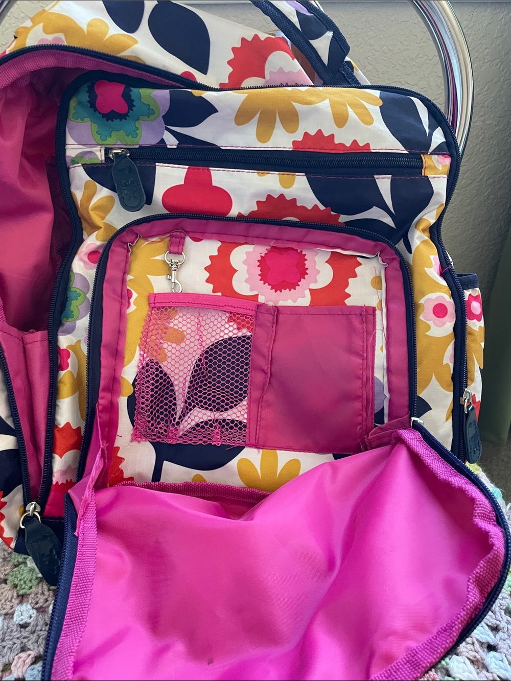Floral Multicolor Crossbody diaper Bag/backpack/travel bag - Picture 11 of 15